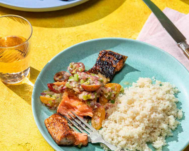 Blackened Salmon with Moyo Sauce