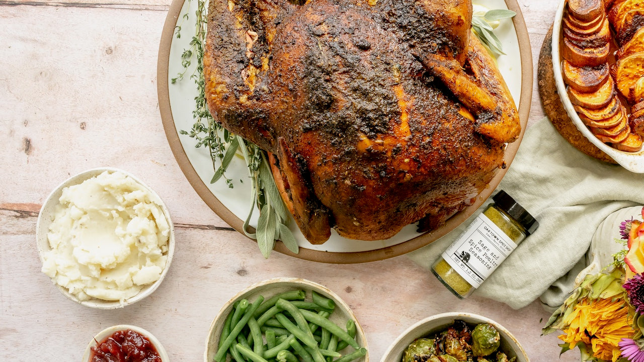Brined Roasted Turkey with Sage & Spice Poultry Seasoning