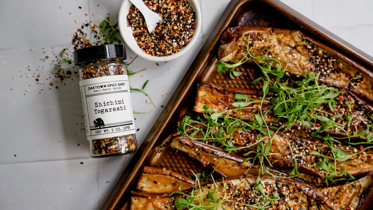 Baked Miso-Shichimi Eggplant