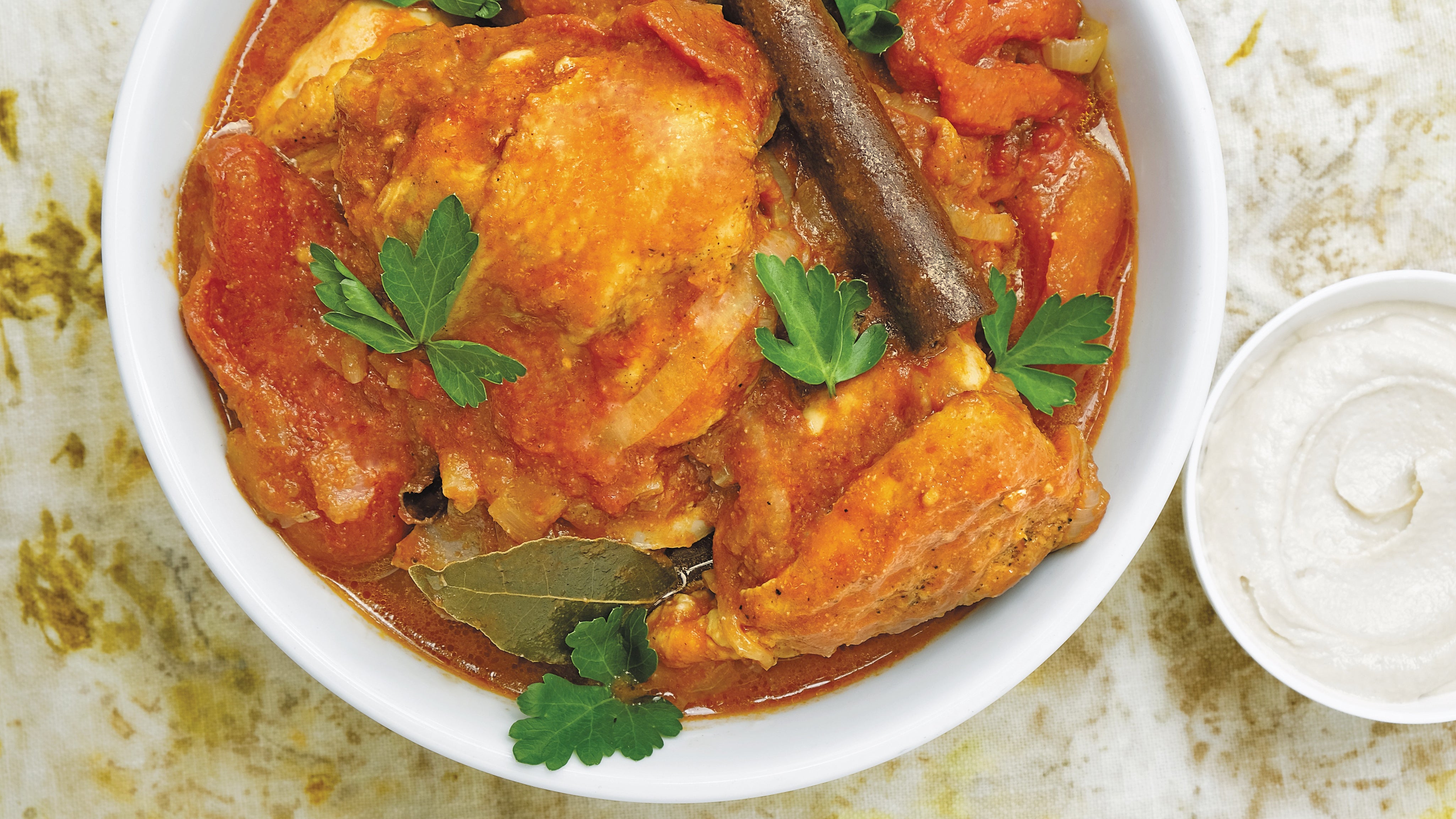 Chicken Braised in Cinnamon and Cumin with Tahini