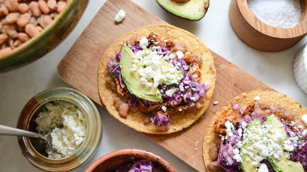 Chicken Adobo Tostadas with Citrus-Cabbage Slaw