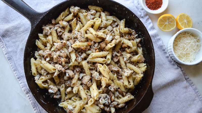 Pasta with Pan-Roasted Cauliflower and Italian Herbs