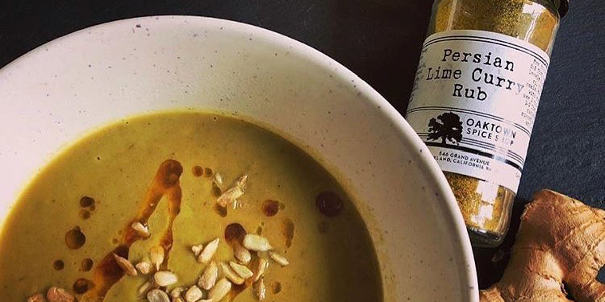 Eggplant Cauliflower Soup with Ginger and Persian Lime Curry