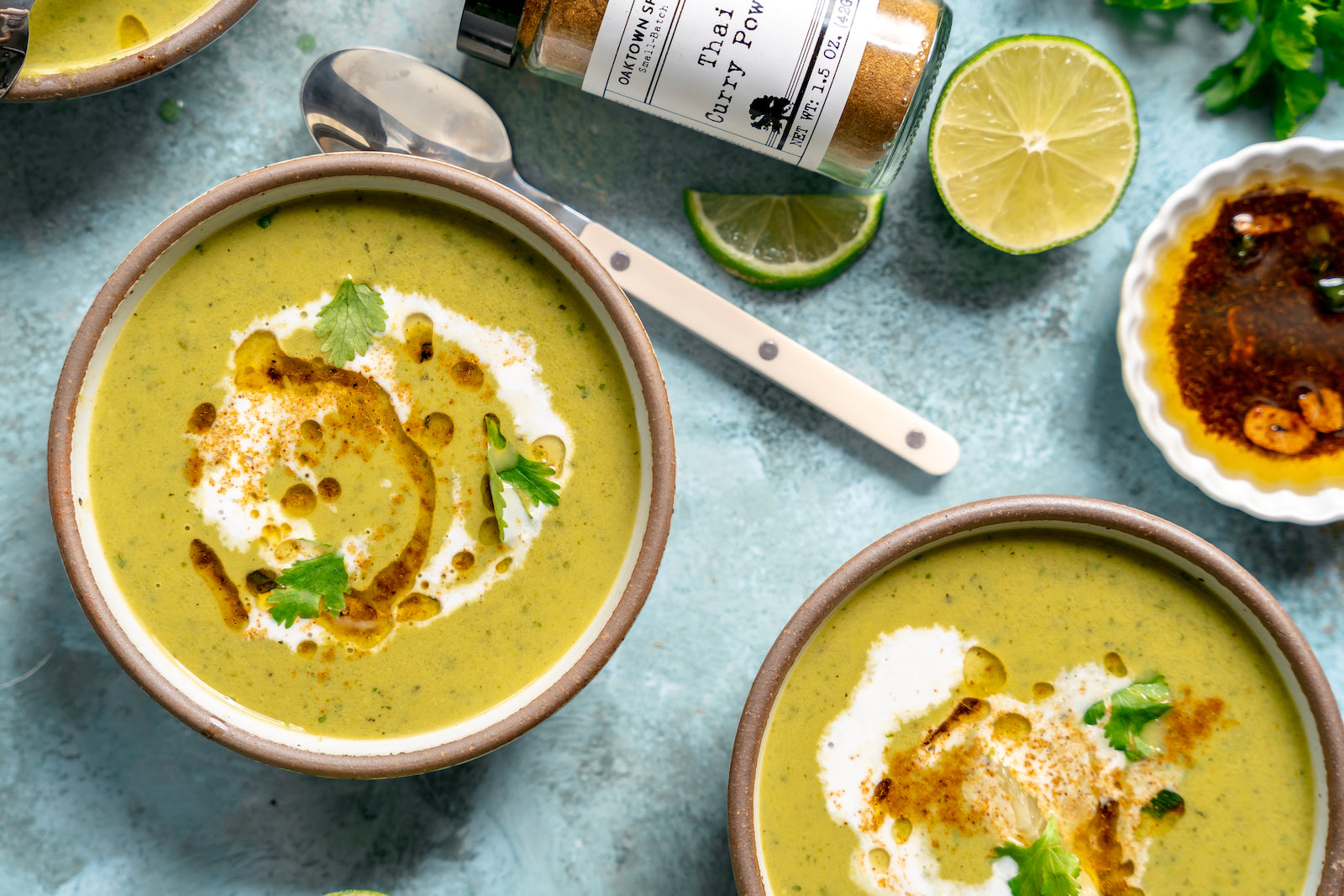 Pea and Coconut Soup with Thai Curry Oil