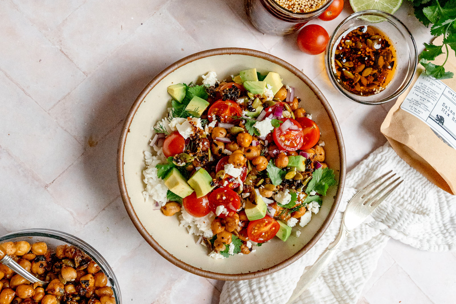 Salsa Macha Chickpea Rice Bowls