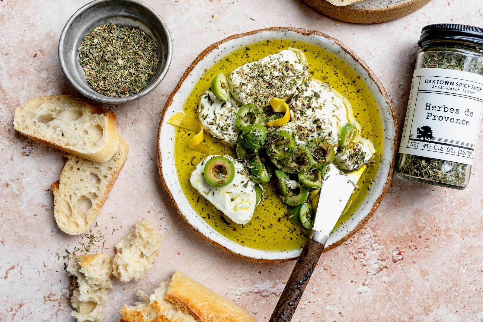 Olive-Marinated Goat Cheese with Herbes de Provence
