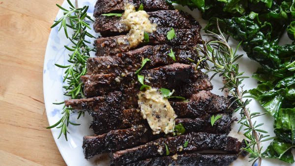 Montreal Hanger Steak with Herb Butter