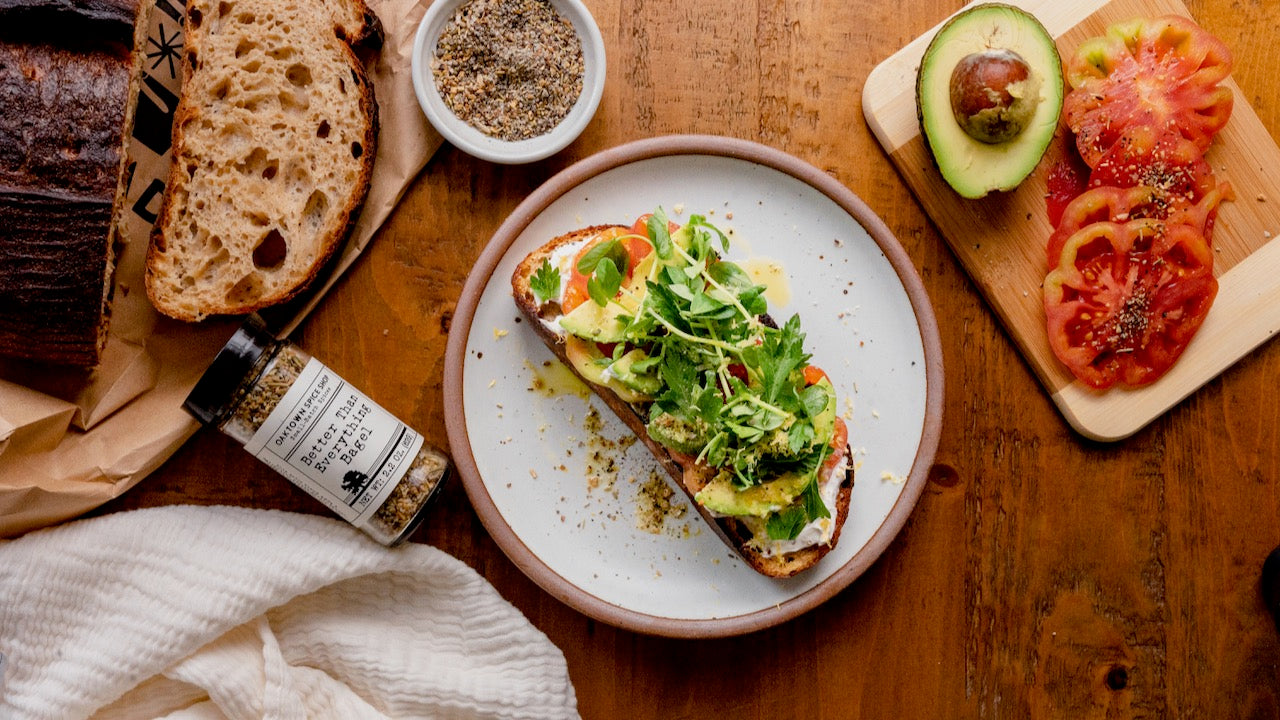 Tomato Avocado Tartine with Better Than Everything Bagel Spice