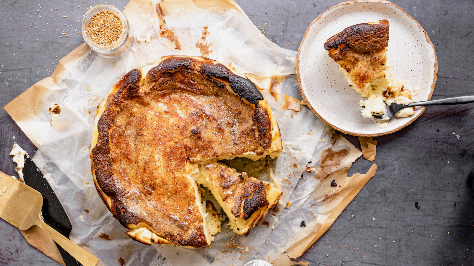 Yuzu Basque Cheesecake with Vanilla Sugar