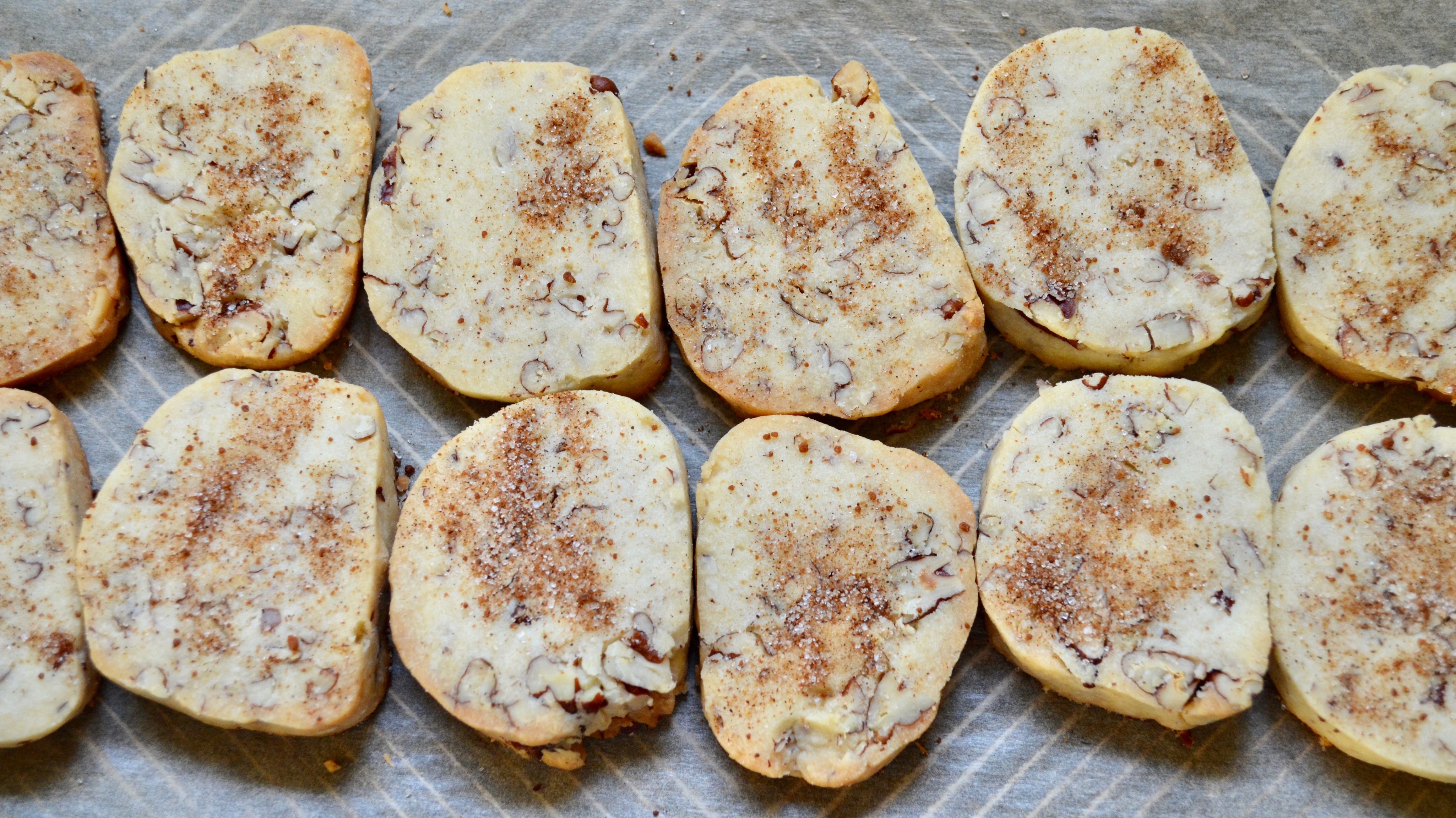 Pecan Shortbread Cookies with Apple Pie Sugar