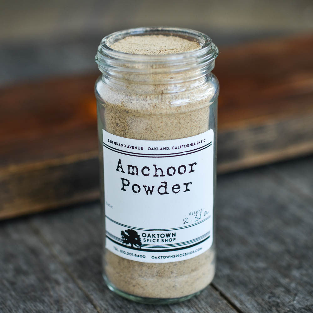 Amchoor Powder Ground from Dried Unripe Green Mangoes is a Staple in certain Indian Curries from Oaktown Spice Shop