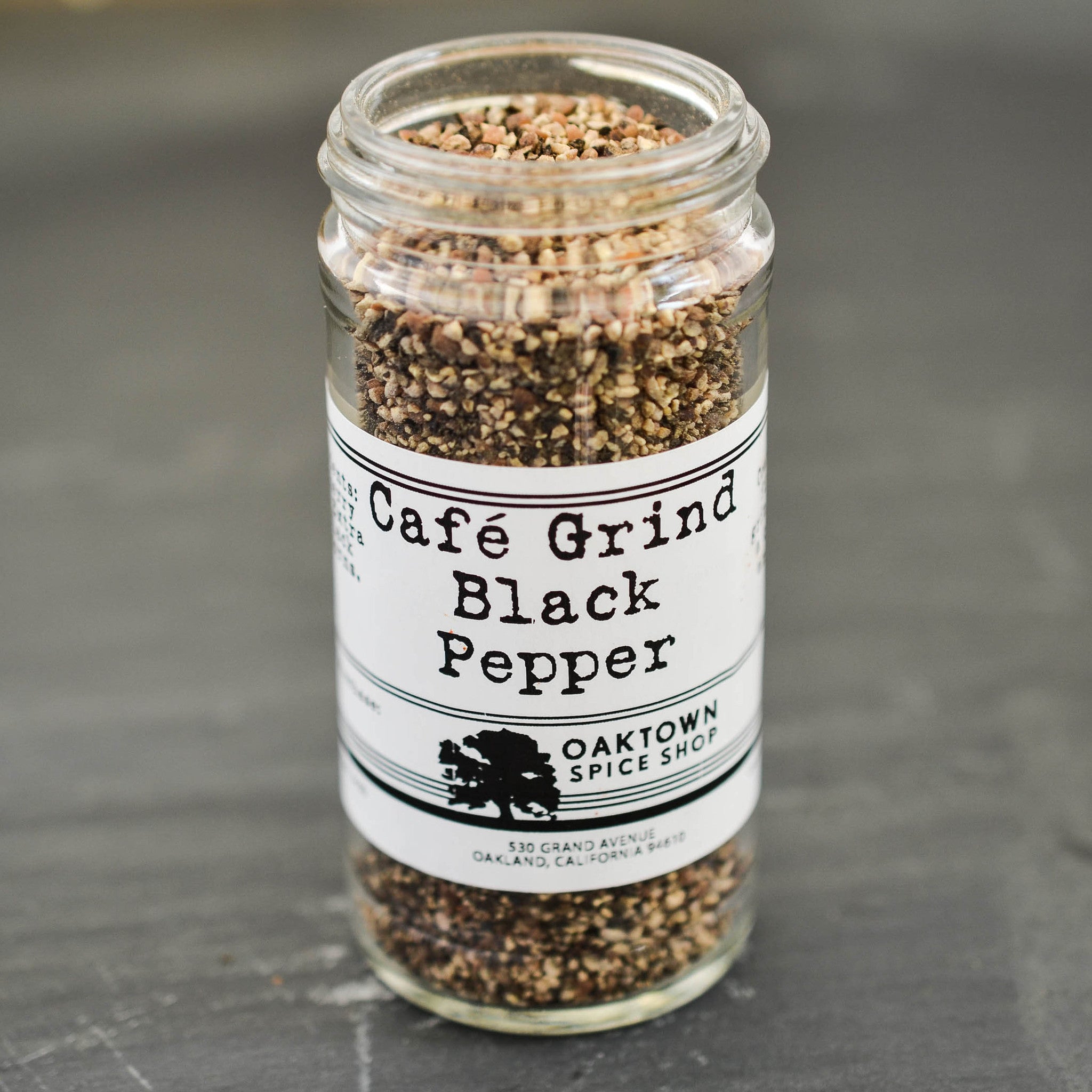 Cafe Grind Black Pepper is Coarse-ground from our premium Tellicherry black peppercorns this pepper is extra bold from Oaktown Spice Shop