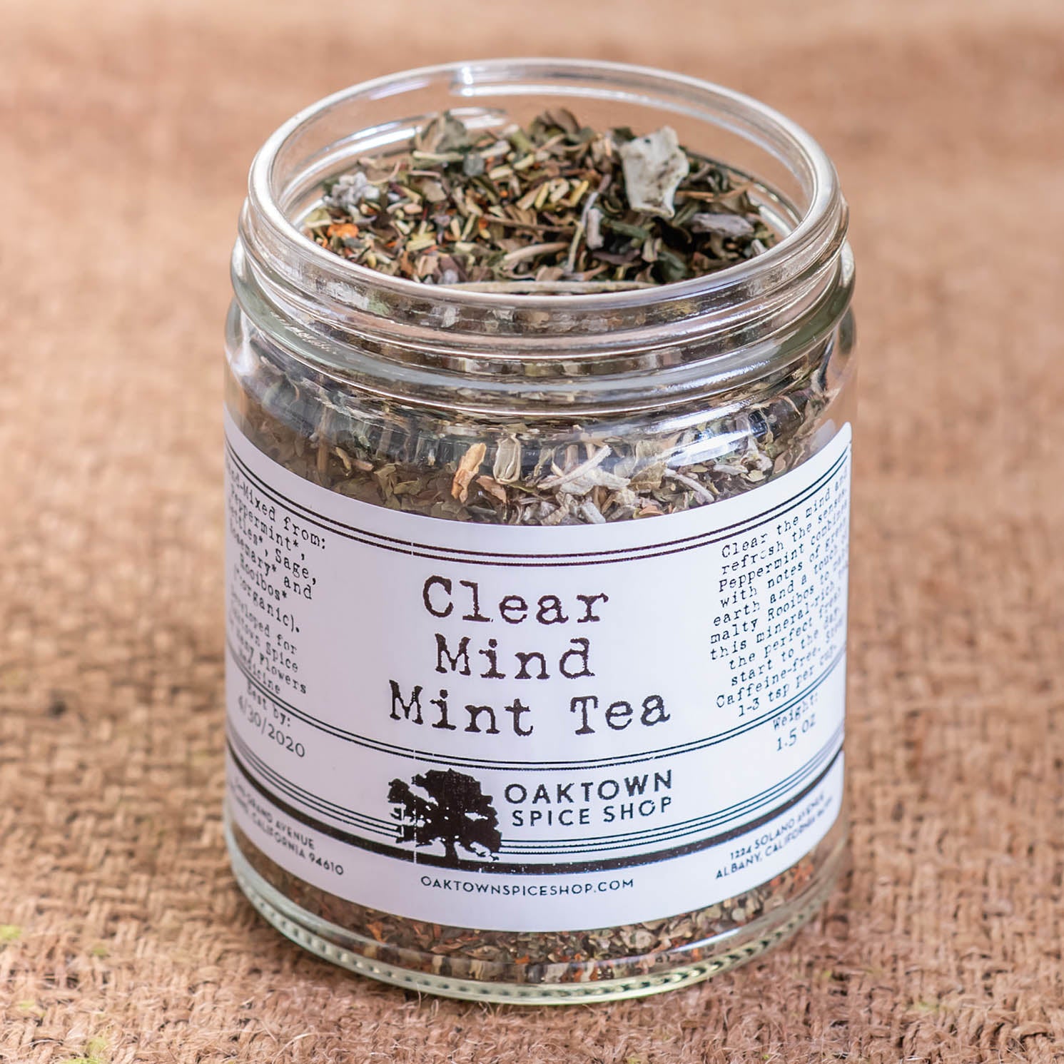 Clear Mind Mint Tea with Peppermint and a touch of malty Rooibos from Oaktown Spice Shop