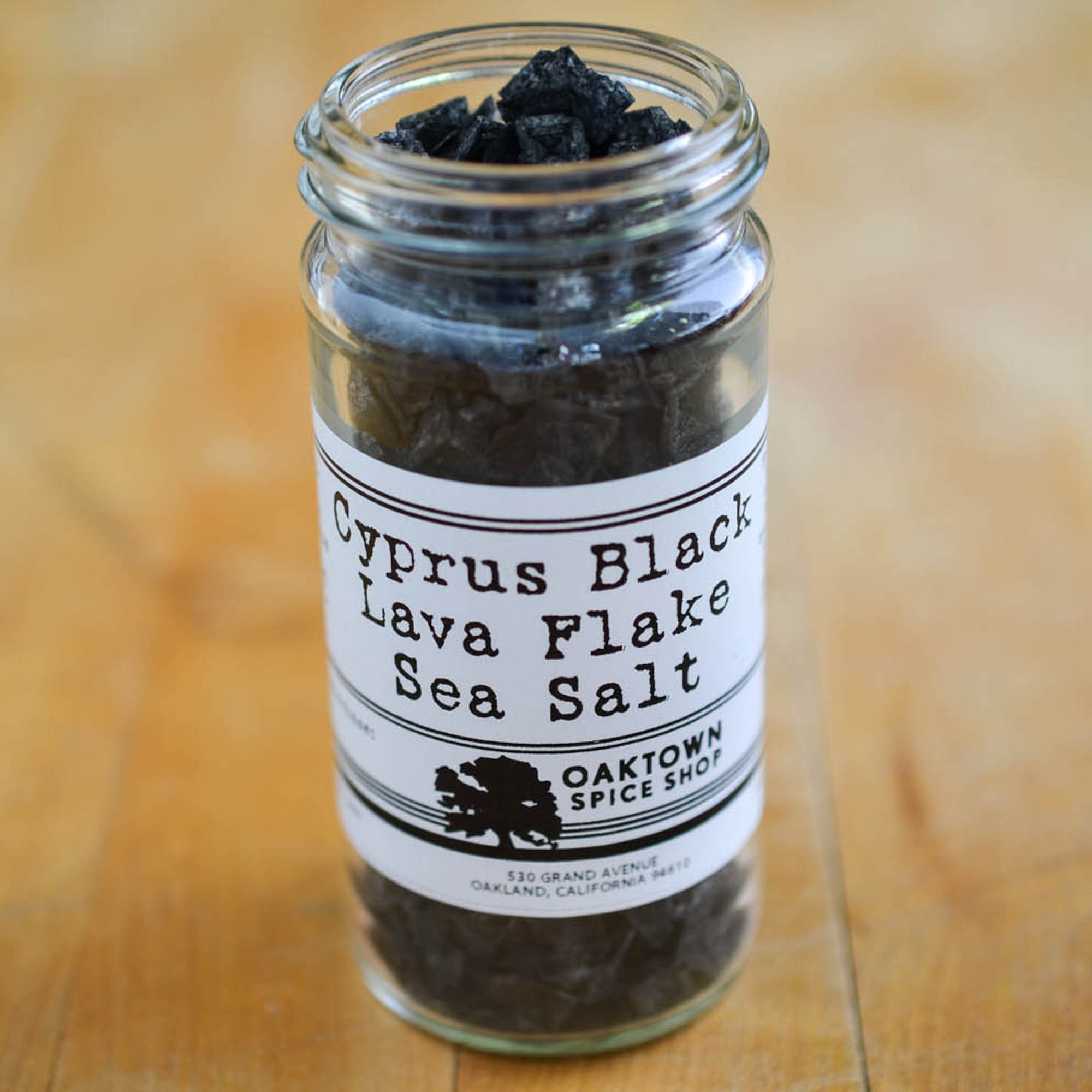 Cyprus Black Lava Flake Sea Salt by Oaktown Spice Shop is activated charcoal gives this salt its black color and a very subtle nutty flavor