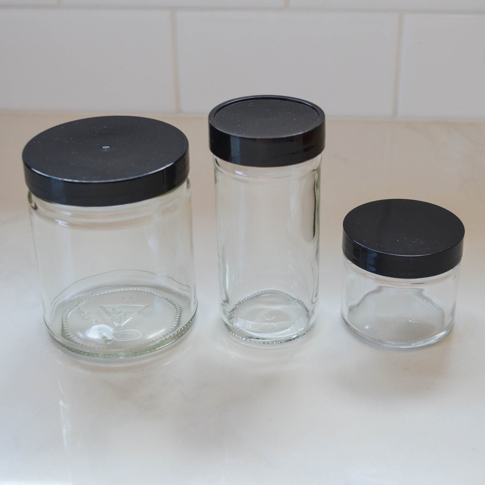 Etched Glass Spice Jar with Black Cap - Popcorn Seasoning, 1 Empty Jar