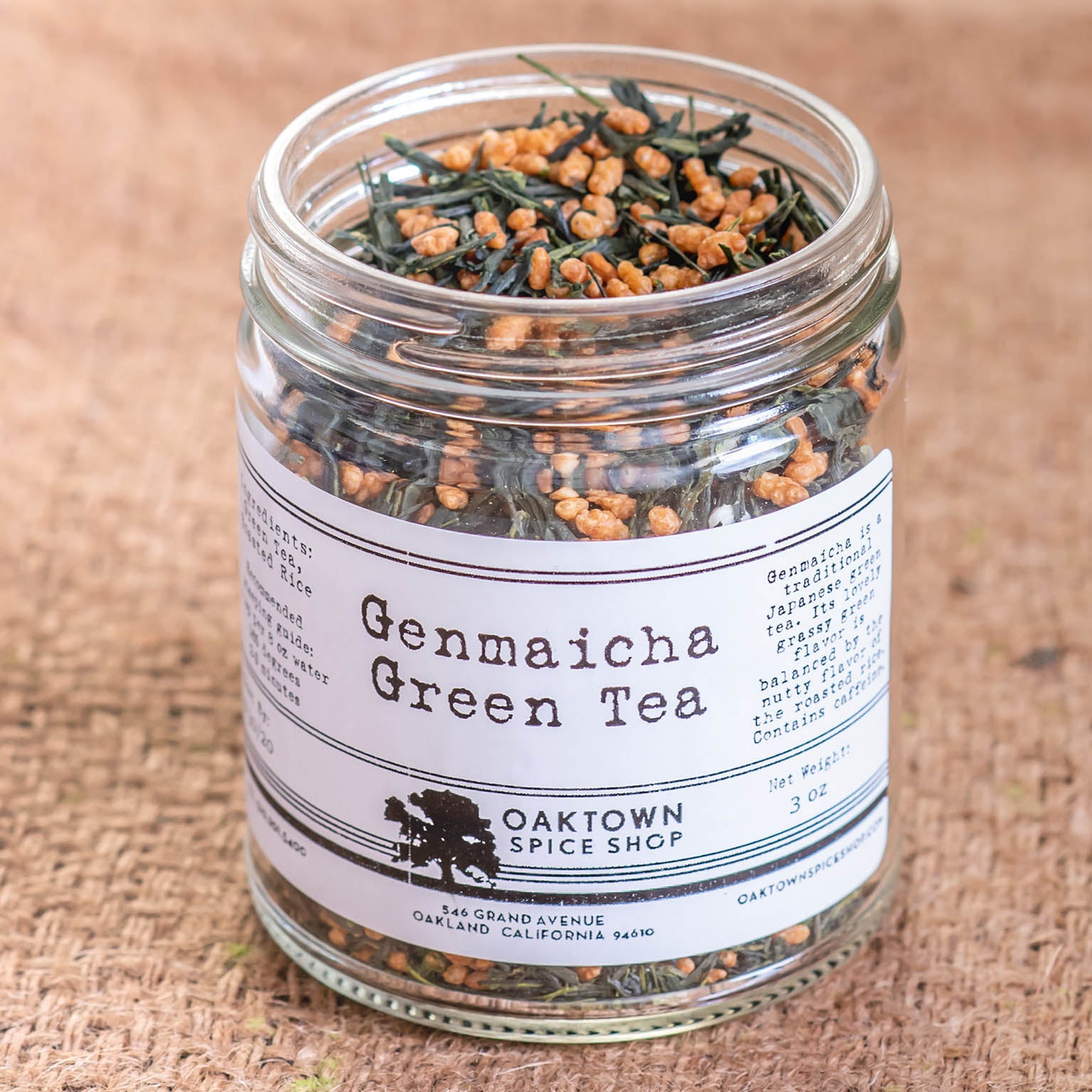 Genmaicha Green Tea from Oaktown Spice SHop is a traditional Japanese green tea.